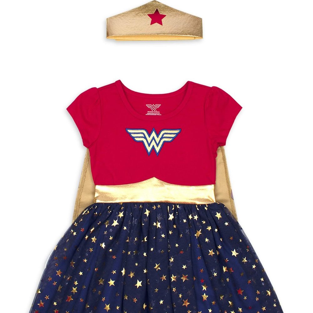 Wonder Woman Girls Dress With Headband&Cape